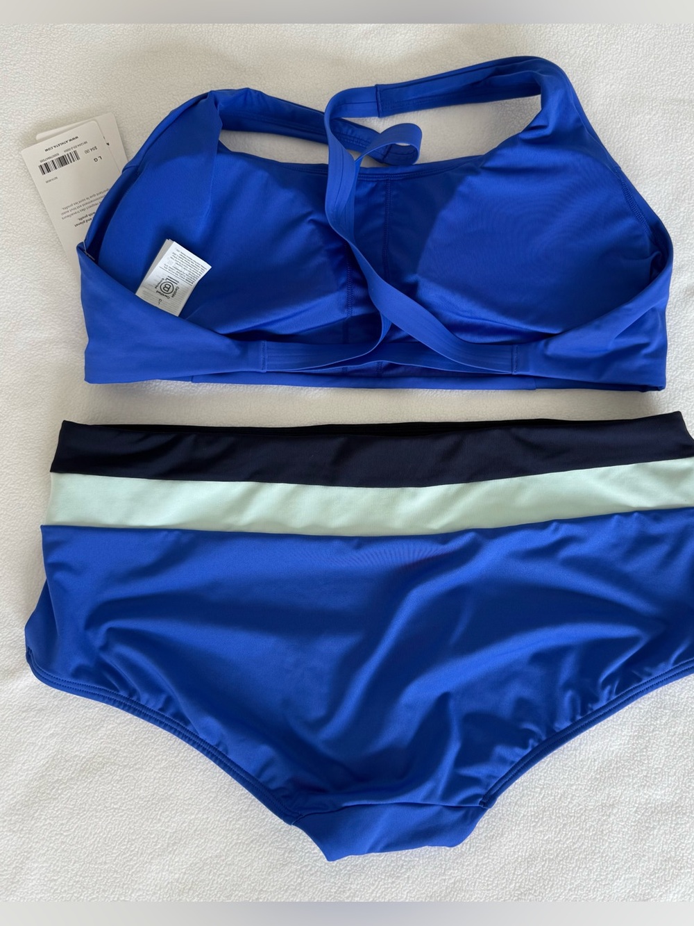 Athleta Malibu Bathing suit set w/Boy short striped bottom - Picture 5 of 10